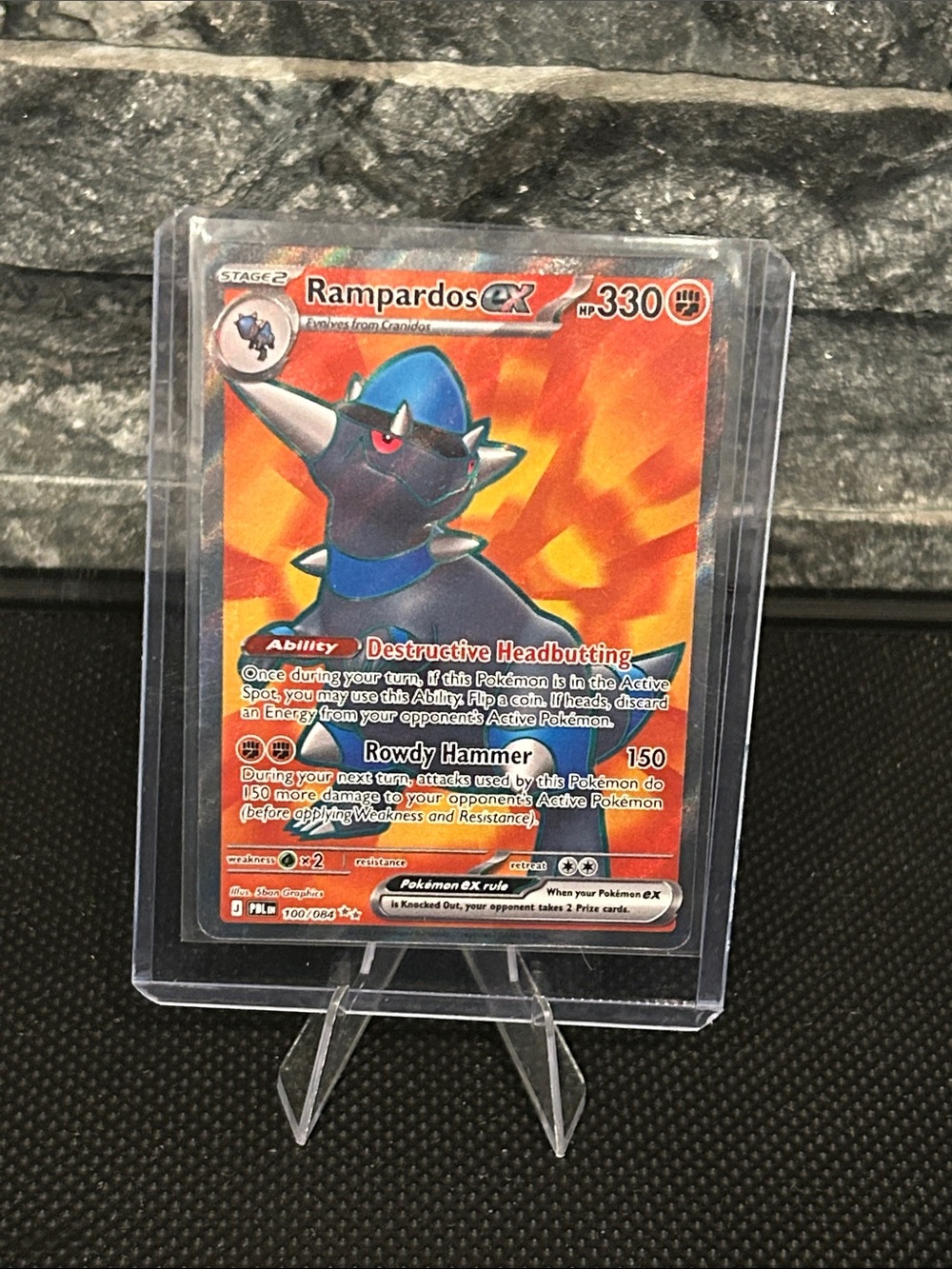 Pokemon Rampardos EX 100/084 Ultra Rare Full Art Holo from Pitch Black Set